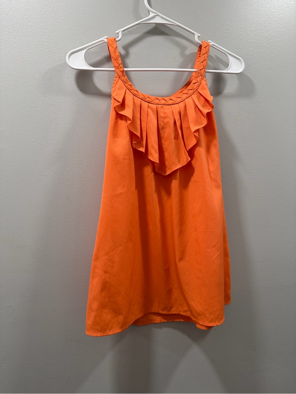 Banana republic silk chiffon Bright Orange Ruffle Tank top L